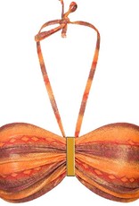 Sapph  Cinnamon bandeau beugel bikinitop & uitneembare onderpadding kleur oranje met snakeprint