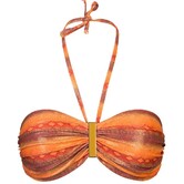 Cinnamon bandeau beugel bikinitop & uitneembare onderpadding kleur oranje met snakeprint