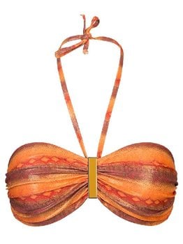 Sapph Cinnamon bandeau beugel bikinitop & uitneembare onderpadding kleur oranje met snakeprint