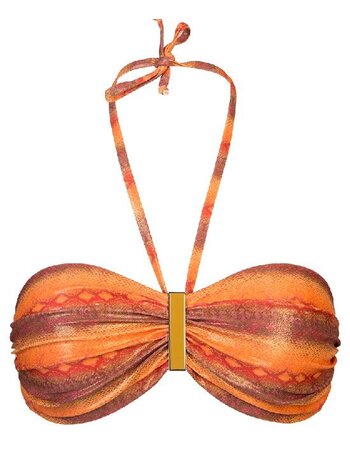 Sapph Cinnamon bandeau beugel bikinitop & uitneembare onderpadding kleur oranje met snakeprint