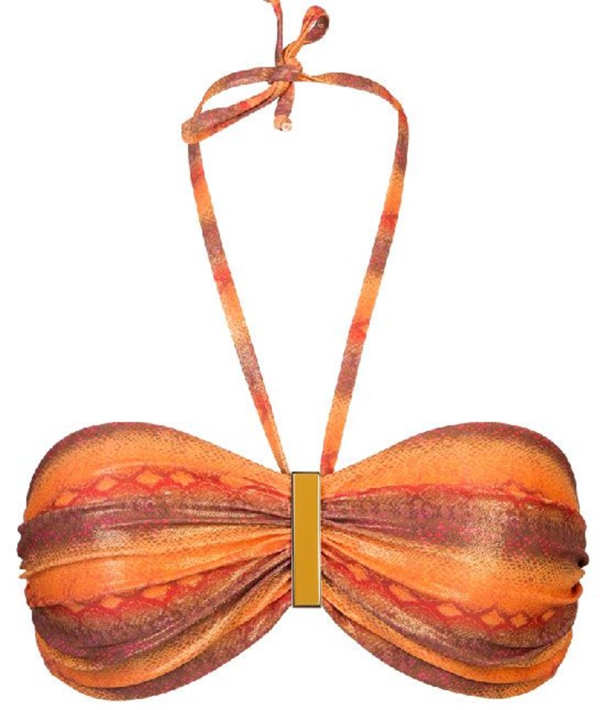 Sapph  Cinnamon bandeau beugel bikinitop & uitneembare onderpadding kleur oranje met snakeprint