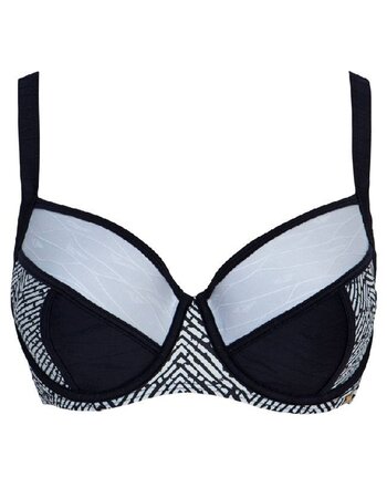 Phi Phi Island bikinitop met beugel & voorvorm kleur zwart met wit gecombineerd