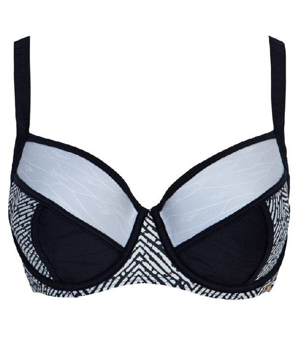 Sapph  Phi Phi Island bikinitop met beugel & voorvorm kleur zwart met wit gecombineerd