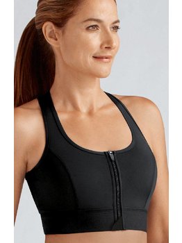 Amoena Gloria Zipper prothese SportBh zonder beugel & medium Support kleur zwart mt S t/m 2XL