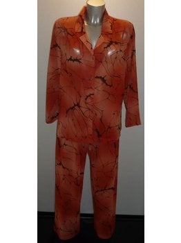 LingaDore Ivanka Chiffon pyjama kleur terracotta met print kleur zwart mt M