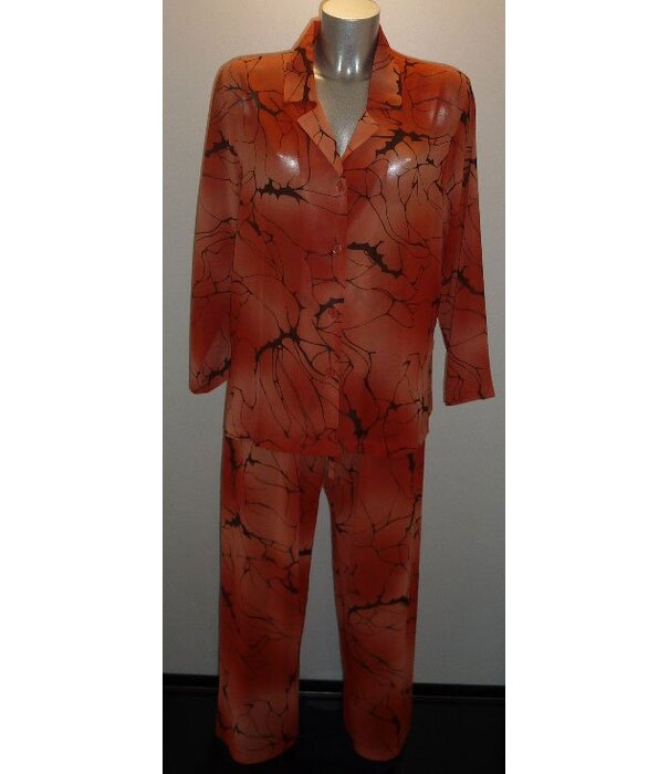 LingaDore LingaDore Ivanka Chiffon pyjama kleur terracotta met print kleur zwart mt M