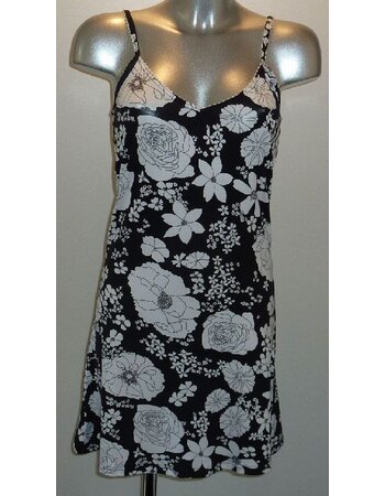 LingaDore Lynsey nachtjurkje zwart print bloem kleur wit de mt S