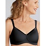 Amoena Lara Satin Prothese BH zonder Beugel – Licht Voorgevormde T‑shirt BH met Bi‑Stretch Microfaser – Zwart & Sand