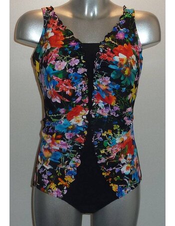 Susa  Melosa prothese badpak zonder beugel, voorgevormde cups, kleur zwart met print