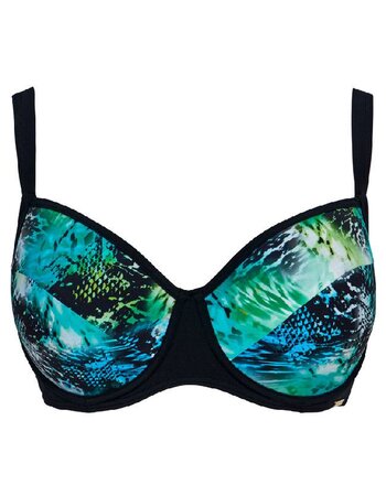 Sapph Beach Gilli Island bikinitop met beugel & voorvorm kleur aqua met snakeprint