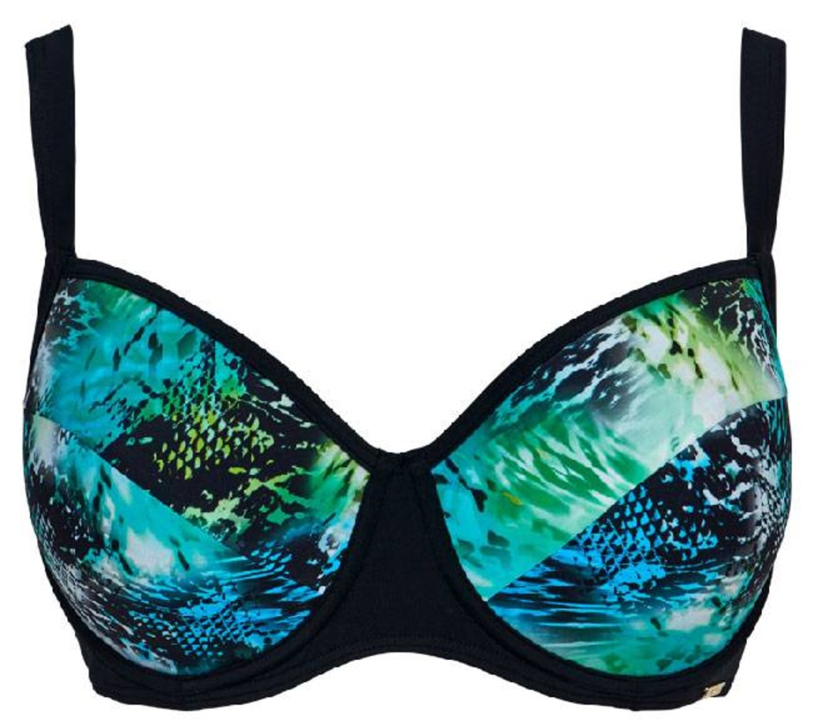 Sapph Beach Gilli Island bikinitop met beugel & voorvorm kleur aqua met snakeprint