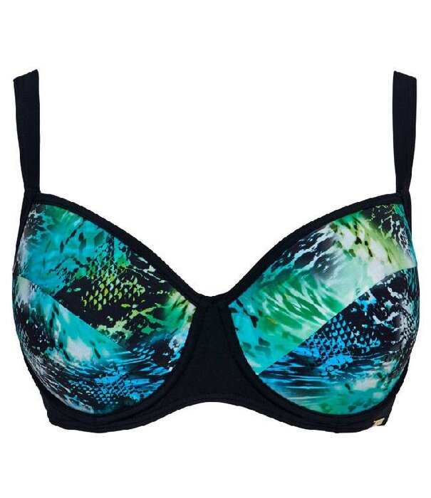 Sapph Sapph Beach Gilli Island bikinitop met beugel & voorvorm kleur aqua met snakeprint