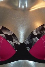 Sapph  Diaz Bay Bikinitop met beugel & licht voorgevormde cup pink met zwart & wit