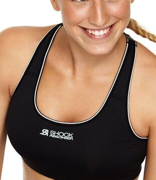 Crop Sport Top zonder beugel & licht voorgevormde cup kleur zwart & corail