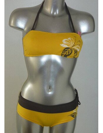Marco After Bandeau bikinitop met shorty kleur geel mt 36 of 38