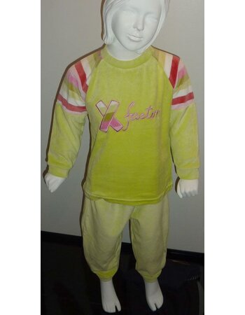 Lunatex X factor velours meisjes pyjama lime mt 104