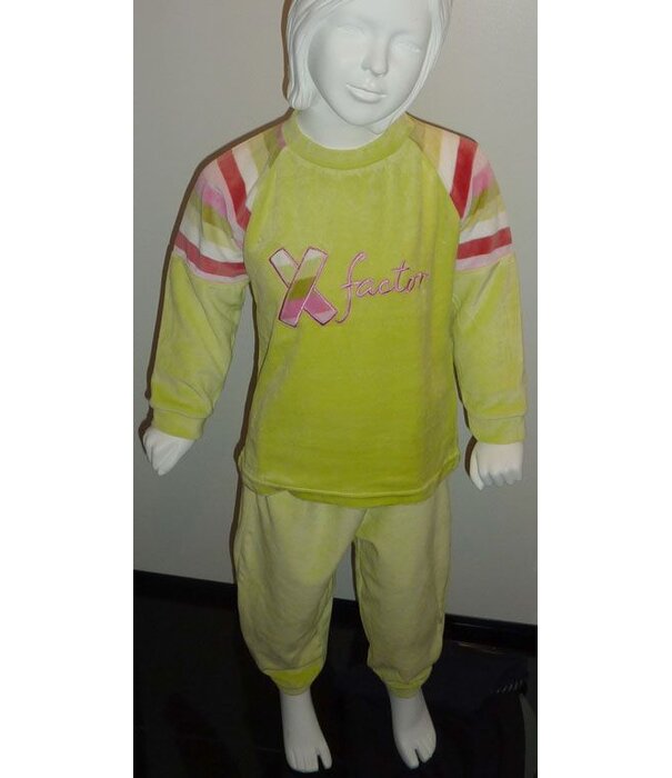 Lunatex Lunatex  X factor velours meisjes pyjama lime mt 104
