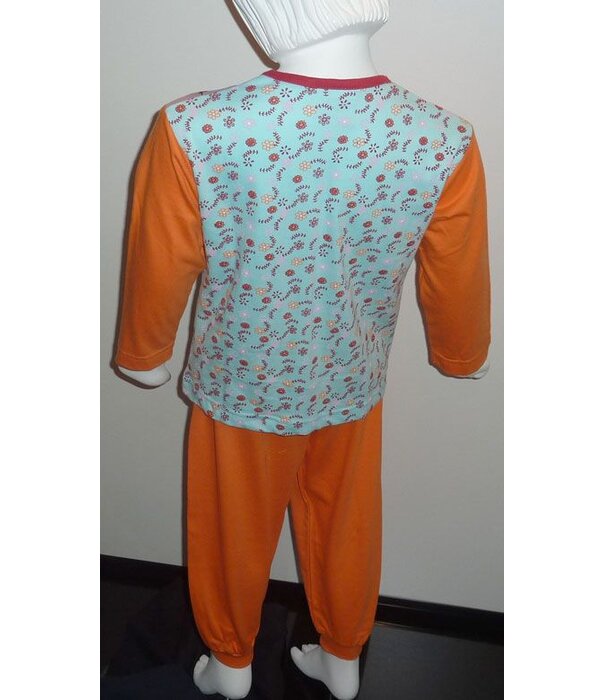 Lunatex  Chanty katoenen meisjes pyjama patchwork lime of oranje mt 92 tm 128