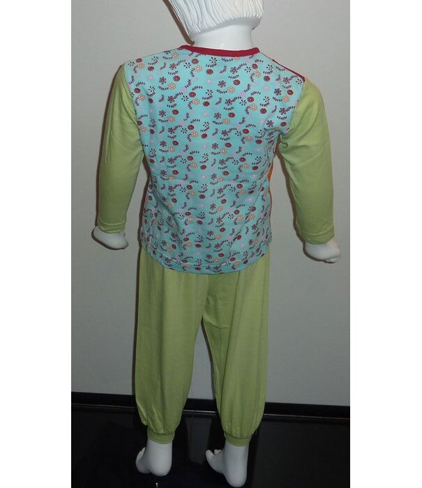 Lunatex  Chanty katoenen meisjes pyjama patchwork lime of oranje mt 92 tm 128