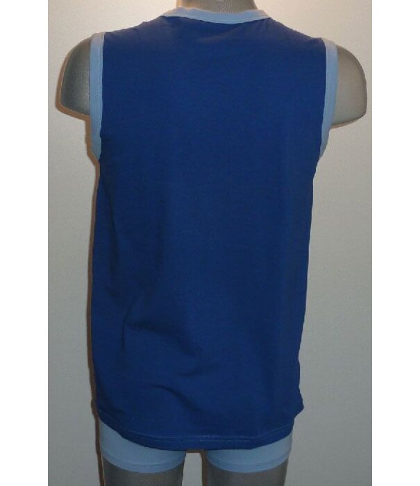 Dim  Athletic Tanktop kleur wit met marineblauw mt L of kleur licht blauw mt S & L