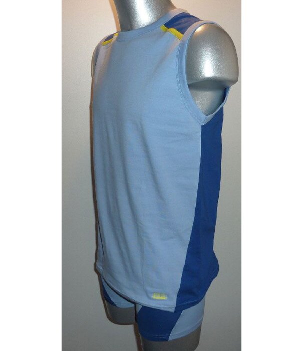 Dim  Athletic Tanktop kleur wit met marineblauw mt L of kleur licht blauw mt S & L