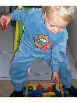 Lunatex velours baby pyjama afbeelding Beer de kleur blauw mt 62