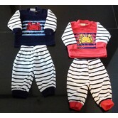 Lunatex Velours Baby Pyjama/Huispak – Rood of Marineblauw met Kreeft‑Print