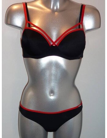 Sapph Jump Bh met licht voorgevormde cup kleur zwart met bies rood de mt A70