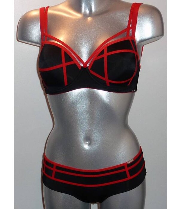 Sapph SapphTwist Bh licht voorgevormde cup zwart-bies rood mt A75 , kleur zwart bies rood mt A70