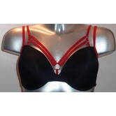 Sapph  Riva Bh met beugel & lichte voorvorm kleur zwart met rode bies mt B70 & D70 of rood bies zwart mt A70