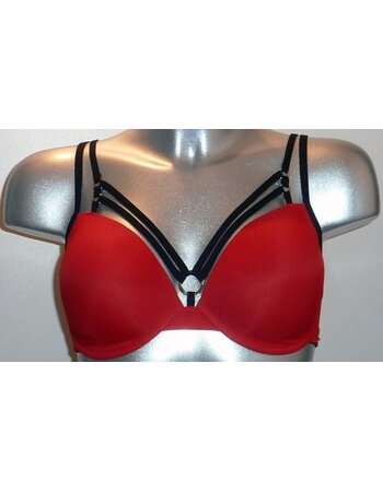 Sapph Riva Bh met beugel & lichte voorvorm kleur zwart met rode bies mt B70 & D70 of rood bies zwart mt A70