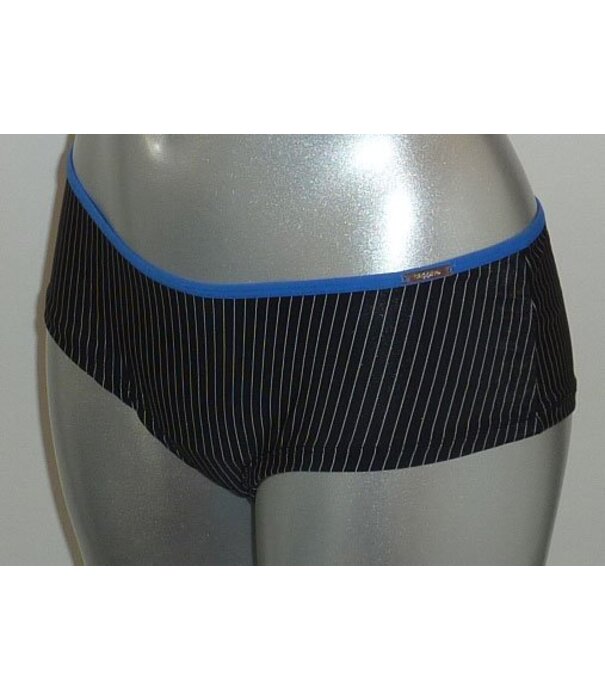 Sapph Sapph  Boudoir boxershort kleur zwart met grijs krijtstreepje bies blauw mt XL