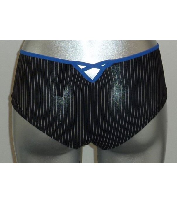 Sapph Sapph  Boudoir boxershort kleur zwart met grijs krijtstreepje bies blauw mt XL