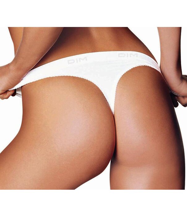 Dim  Dim  Les Pockets tweedelig microfaser stringset wit & zwart als set