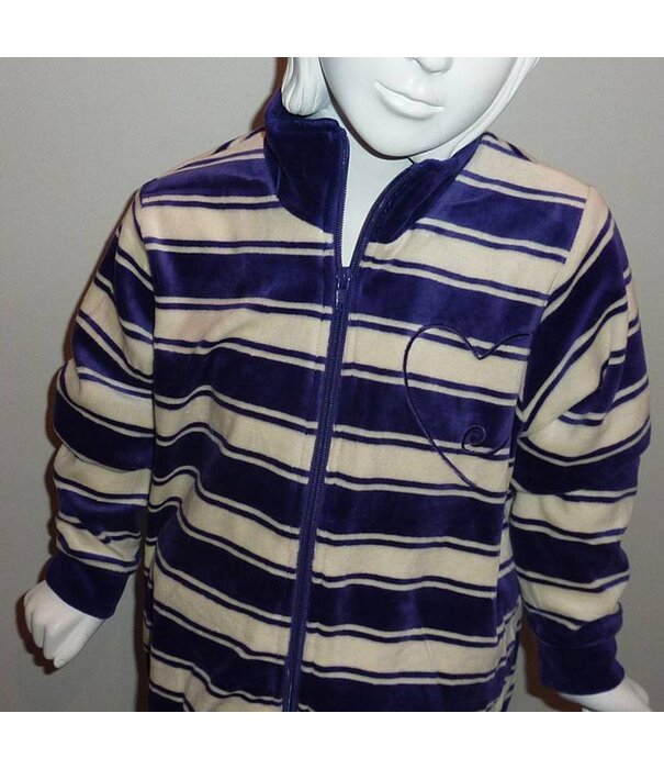 Lunatex  Bente velours meisjes huispak kleur purple streep mt 128 of 140