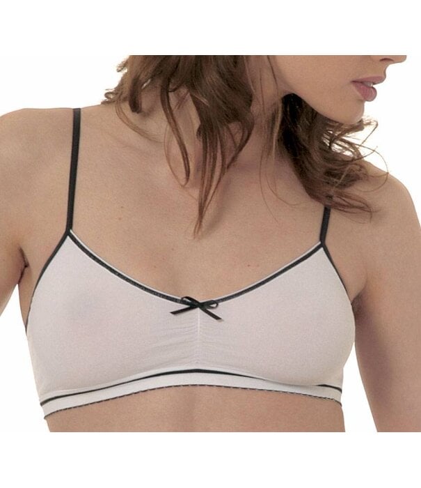 Dim  Dim Free Feeling microfaser Bh-Top met verstelbare schouderbandjes wit bies zwart