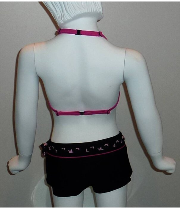 Nickey Nobel Michella Meisjes Bikinitop met bijpassende short zwart print stars pink mt 104 of 140