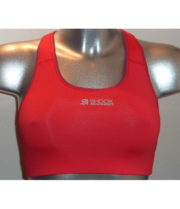Shock Absorber    Crop Sport Top zonder beugel & licht voorgevormde cup kleur zwart & corail