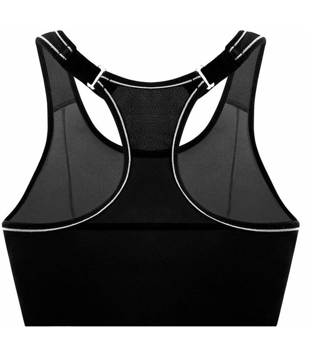 Shock Absorber    Crop Sport Top zonder beugel & licht voorgevormde cup kleur zwart & corail