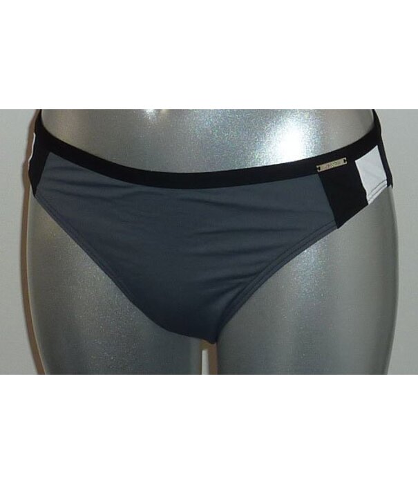 Sapph Whitehaven Beach Bikinislip mt L kleur grijs met wit & zwart