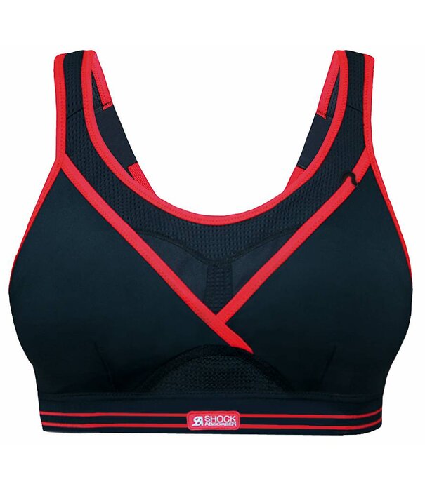 Shock Absorber   Ultimate Gym Sport Bh zonder beugel kleur zwart bies rood