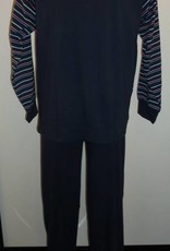 Lunatex  Quinn single jersey heren pyjama marineblauw gestreept mt L