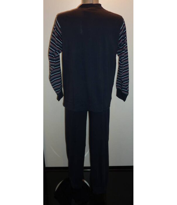 Lunatex Lunatex  Quinn single jersey heren pyjama marineblauw gestreept mt L