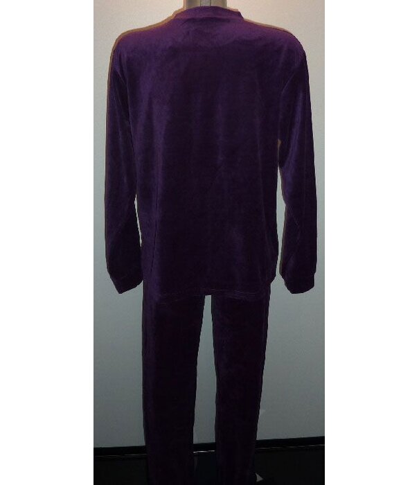 Lunatex Lunatex  Ellen velours meisjespyjama purple met stoffen applicatie DREAM