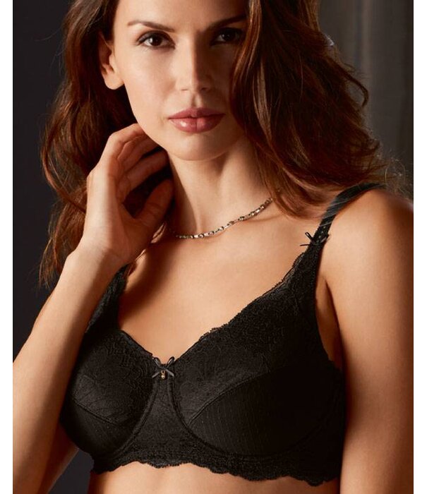 Amoena  Amoena Aurelie prothese bh met beugel en tweedelige cup in jacquardstof – champagne & zwart