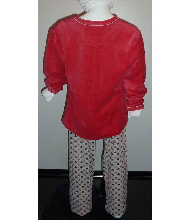 Lunatex  Fenna velours meisjespyjama kleur cerise