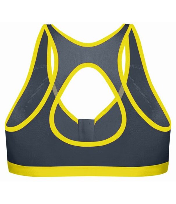 Shock Absorber   Active Zipped Plunge sport  Bh zonder beugel kleur grijs bies geel