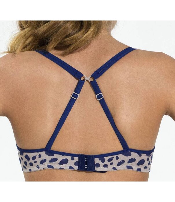 Boobs & Bloomers  Odessa katoenen Bh zonder beugel kleur grijs met blauwe dots print