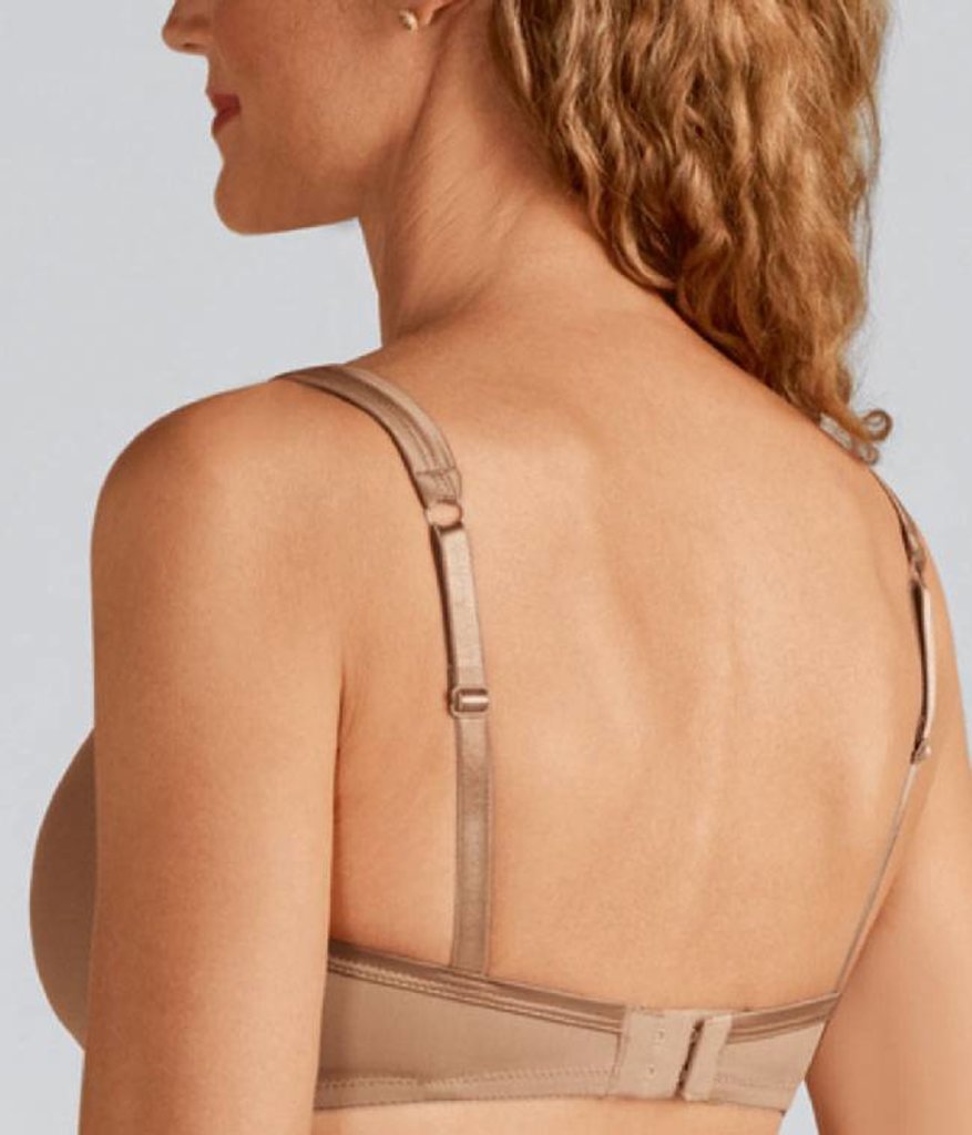 Amoena  Amoena Lara Satin Prothese BH zonder Beugel – Licht Voorgevormde T‑shirt BH met Bi‑Stretch Microfaser – Zwart & Sand