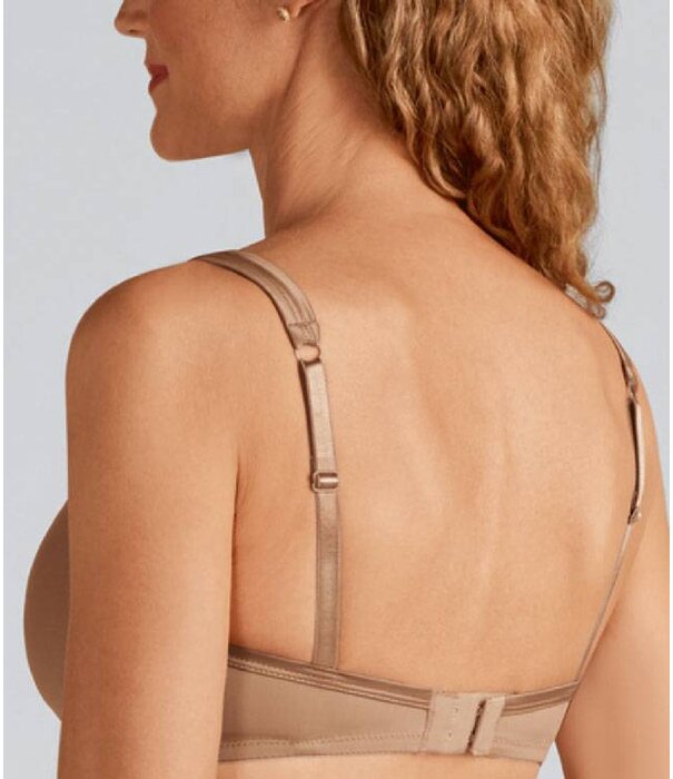 Amoena  Amoena Lara Satin Prothese BH zonder Beugel – Licht Voorgevormde T‑shirt BH met Bi‑Stretch Microfaser – Zwart & Sand